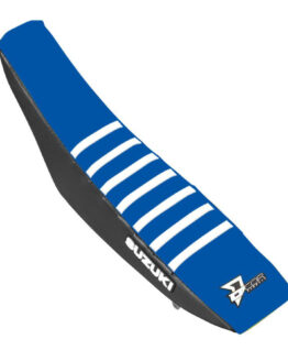 D'Cor Black/Blue Seat Cover w/ White Ribs Fits 18-19 Suzuki RMZ450 RMZ250