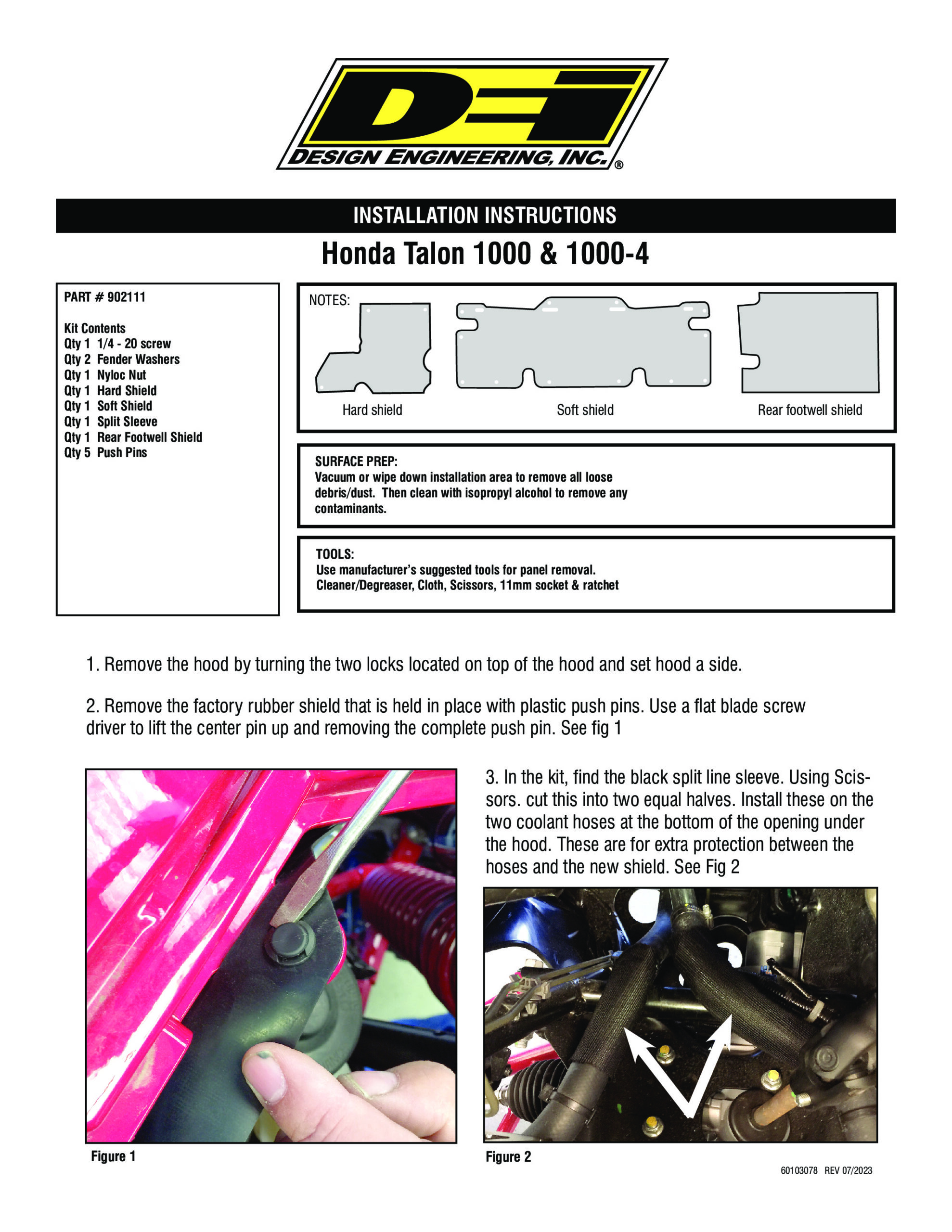 Heat Shield Kit For Honda Talon 1000 - Image 3