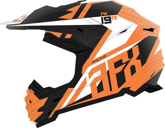 FX-19R Racing Full Face Offroad Helmet Matte Orange/White Large