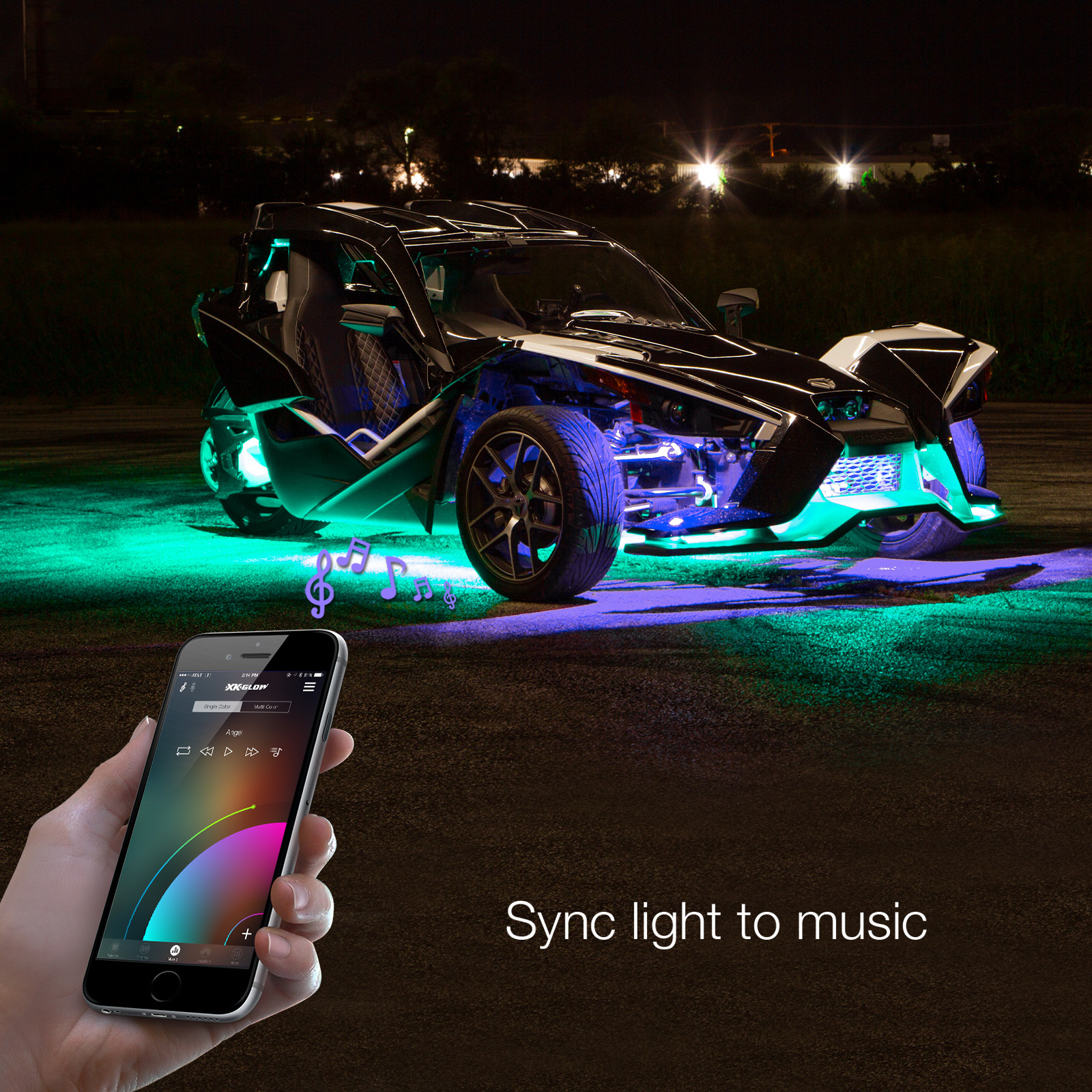 XK Glow LED Underglow Light Kit w/ App Controller Fits Polaris Slingshot - Image 4