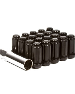 Lug Nut Kit - Extended Thread Spline - 14x1.5 - 5 Lug Kit - Black