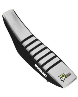 D'Cor Black/White Seat Cover w/ Black Ribs Fits 18-19 Suzuki RMZ250 RMZ450