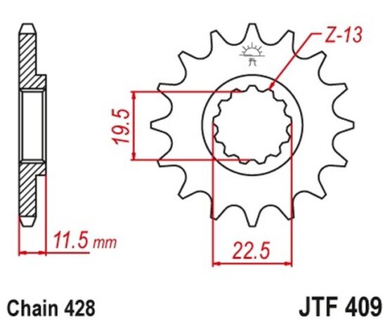 Front Steel Countershaft Sprocket - 14 Tooth 428 - Image 3