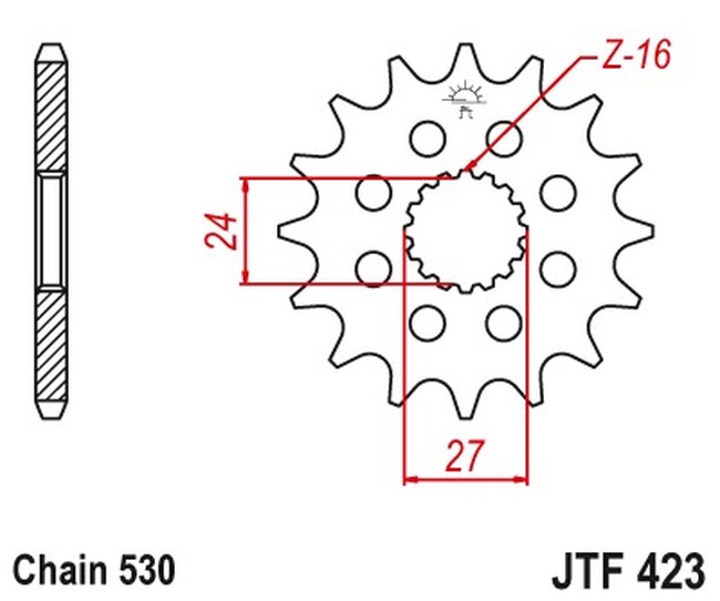 Front Steel Countershaft Sprocket - 16 Tooth 530 - Image 3