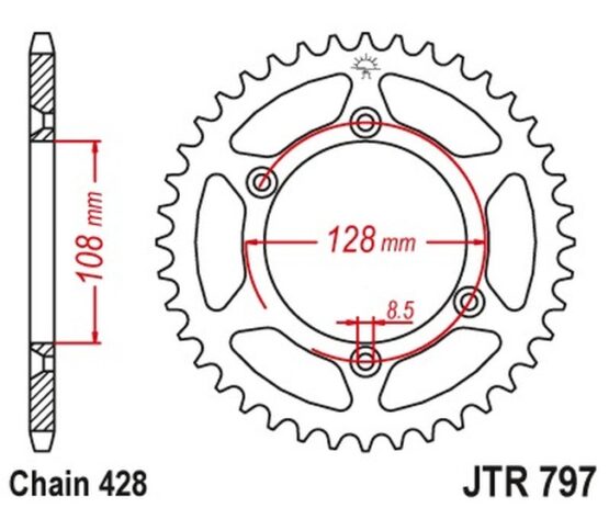 Steel Rear Sprocket - 51 Tooth 428 - Image 2