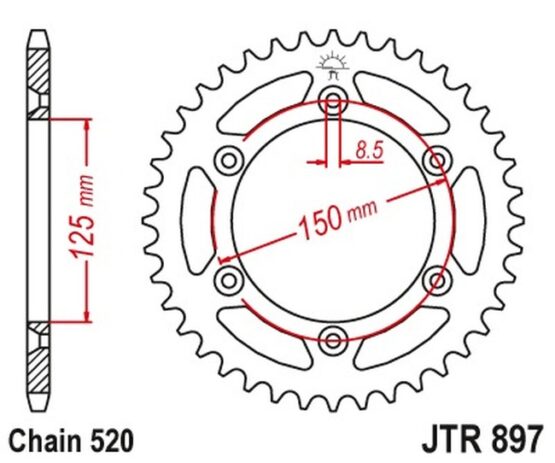 Steel Rear Sprocket Self Cleaning - 48 Tooth 520 - Image 3
