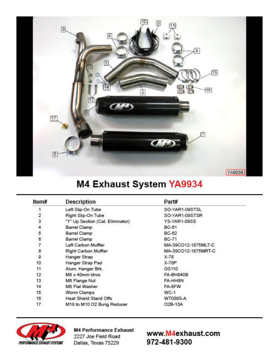 M4 Carbon Fiber Dual Slip-On Exhaust Black Fits 09-14 Yamaha R1 - Image 4