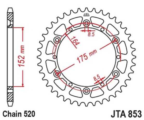 Black Aluminum Rear Sprocket - 52 Teeth 520 Pitch - Image 2