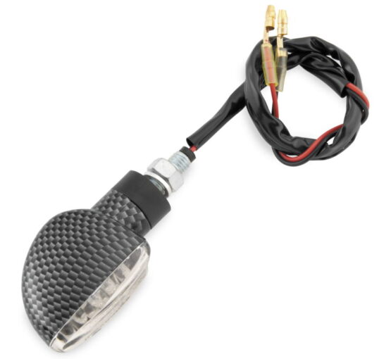 Motorcycle LED Turn Signals - Spade - Carbon Look - Amber L.E.D. - Image 2